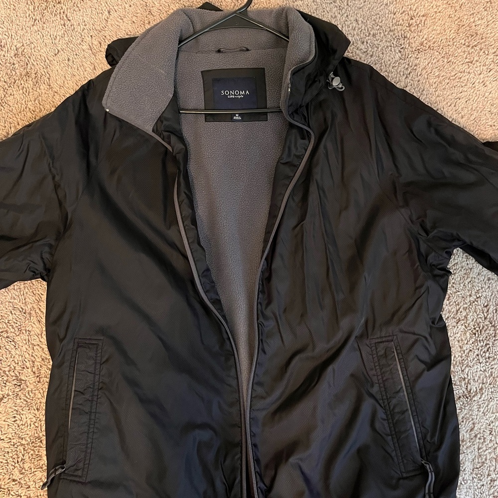 Sonoma Black Windbreaker Jacket Sleek Minimalist Design